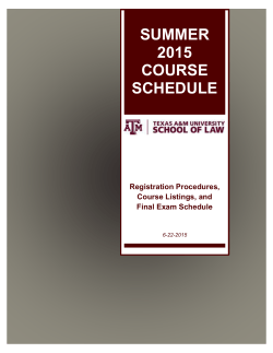 summer 2015 course schedule - Texas A&M University School of Law