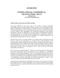 International Commercial Transactions - College of Law