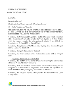 Judgment of Burundi Constitutional Court
