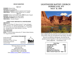 LIGHTHOUSE BAPTIST CHURCH Hurricane, WV May 31, 2015