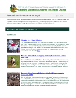 Research and Impact CommuniquÃ© - Livestock