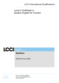 Level 2 Certificate in Spoken English for Tourism