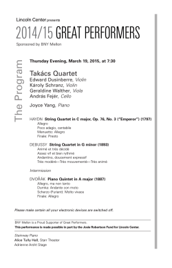 Program Notes  - Lincoln Center`s Great Performers