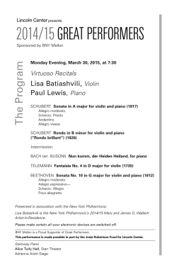 Program Notes  - Lincoln Center`s Great Performers