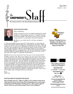 June 2015 - Lutheran Church of the Good Shepherd