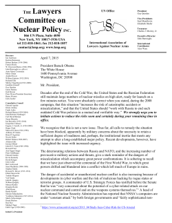 LCNP April 7 letter dealerting - Lawyers Committee on Nuclear Policy