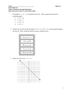 Algebra 2 SOL Packet #2 Topics: Functions through Quadratics