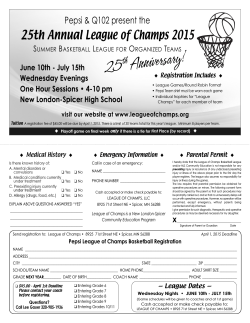 24th Annual League of Champs 2015 Registration