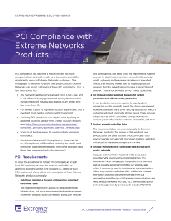 PCI Compliance with Extreme Networks Products