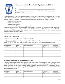 Shorecrest National Honor Society Application for 2015