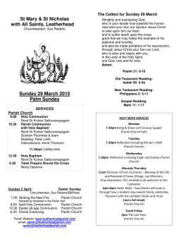Parish News Sheet for the 29th March