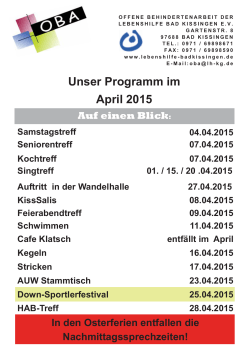 Unser Programm im April 2015