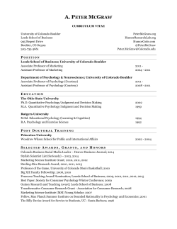 Peter McGraw`s CV - Leeds School of Business