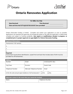 Ontario Renovates Application Form