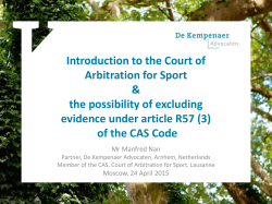 Introduction to the Court of Arbitration for Sport & the possibility of