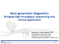 Next generation diagnostics Bringing high