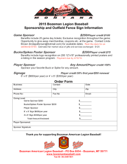 2015 Bozeman Legion Baseball Sponsorship and Outfield Fence