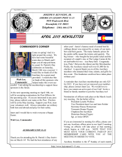 april 2015 newsletter - American Legion Joseph P. Kennedy Jr Post