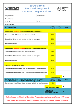 Booking Form - Leichhardt Long Lunch