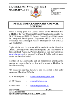 NOTICE 30 March 2015 - Lejweleputswa District Municipality