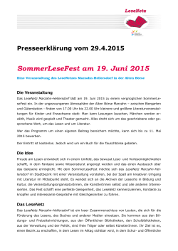 SommerLeseFest am 19. Juni 2015