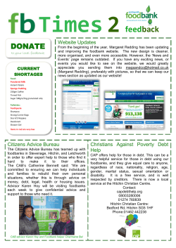 Our First Newsletter - Letchworth Foodbank