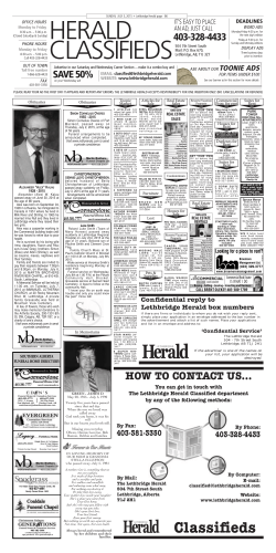 Classifieds - The Lethbridge Herald