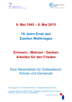 Materialliste 70 Jahre Frieden, Westfalen, Mai 2015