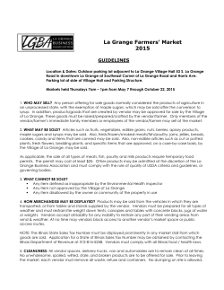 Farmers` Market Guidelines and Application 2015-2