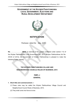 Draft Khyber Pakhtunkhwa Village/Neighborhood Councils Rules of