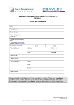 Registration form - Local Government Procurement