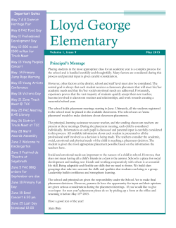 May 2015 School Newsletter - L`Ecole Lloyd George Elementary