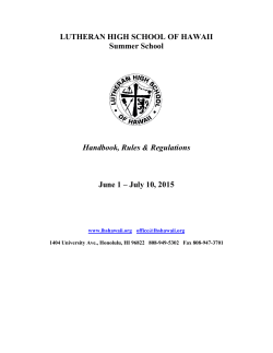 LUTHERAN HIGH SCHOOL OF HAWAII Summer School Handbook