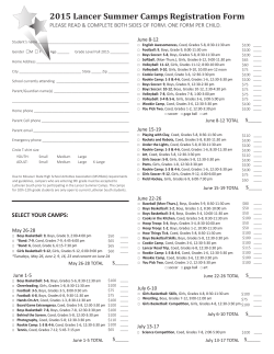 2015 Lancer Summer Camps Registration Form