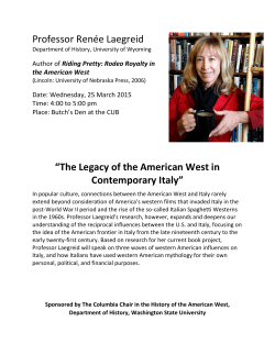 Professor RenÃ©e Laegreid âThe Legacy of the American West in