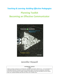 Planning Toolkit Becoming an Effective Communicator Jennifer Howell
