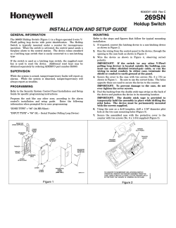 269SN Holdup Switch INSTALLATION AND SETUP GUIDE