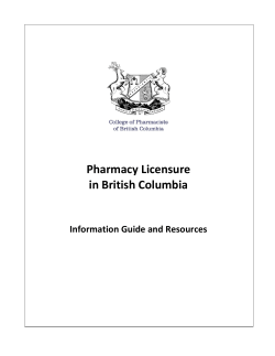 Pharmacy Licensure in BC - Information Guide and Resources