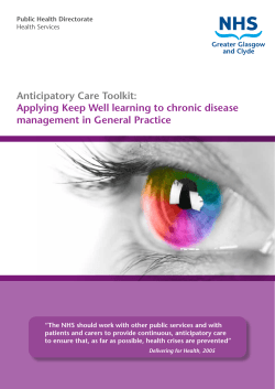 Anticipatory Care Toolkit: Applying Keep Well learning to chronic