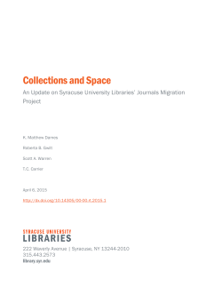 Collections and Space - Syracuse University Libraries