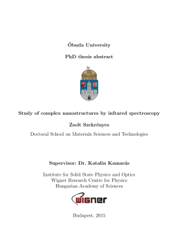 Â´Obuda University PhD thesis abstract Study of complex