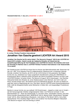 Jonathan Van Essche gewinnt LICHTER Art Award 2015