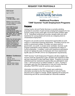 2015 TANF Summer Youth RFP - Licking County Job and Family