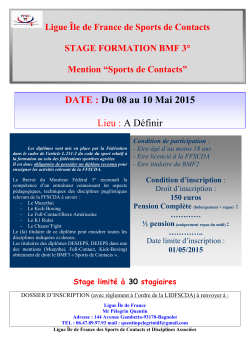 Fiche d`Inscription BMF 3 - Ligue IDF Sports de Contact