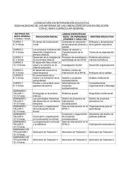 licenciatura en intervenciÃ³n educativa equivalencias de las materias