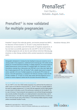 PrenaTestÂ® is now validated for multiple pregnancies