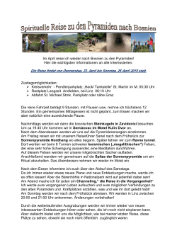 Information Bosnienreise April 2015