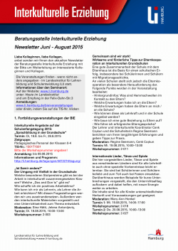 Newsletter Juni - August 2015