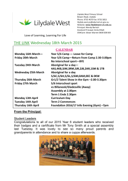 Wednesday 18th March 2015 - Lilydale West Primary School