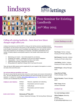 Free Seminar for exisiting Landlords - 20th May 2015